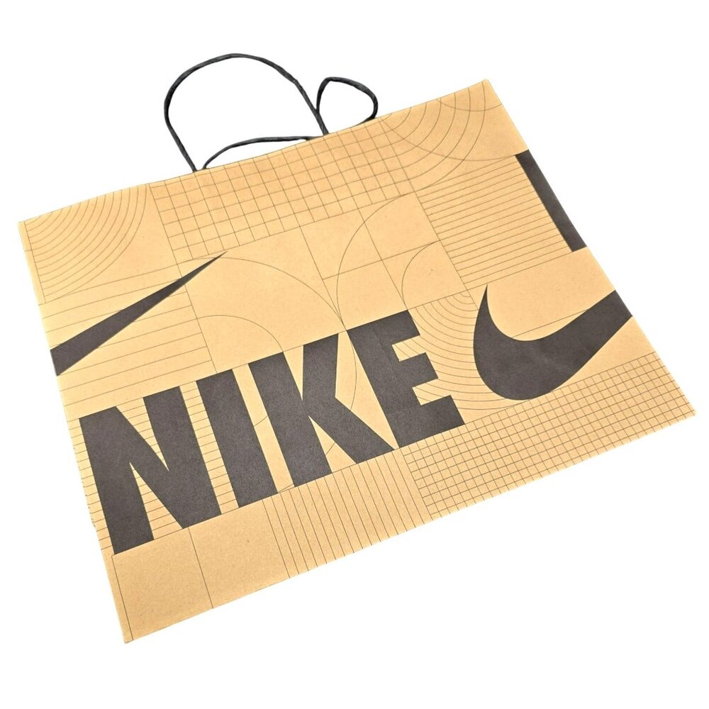 Nike Brown Recycled Paper Shopping Bag Tote Bold Logo Design Vr1030